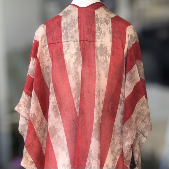 4th of July Stars & Stripes Sleeveless Flag Pancho Coverup - Picture 7 of 11